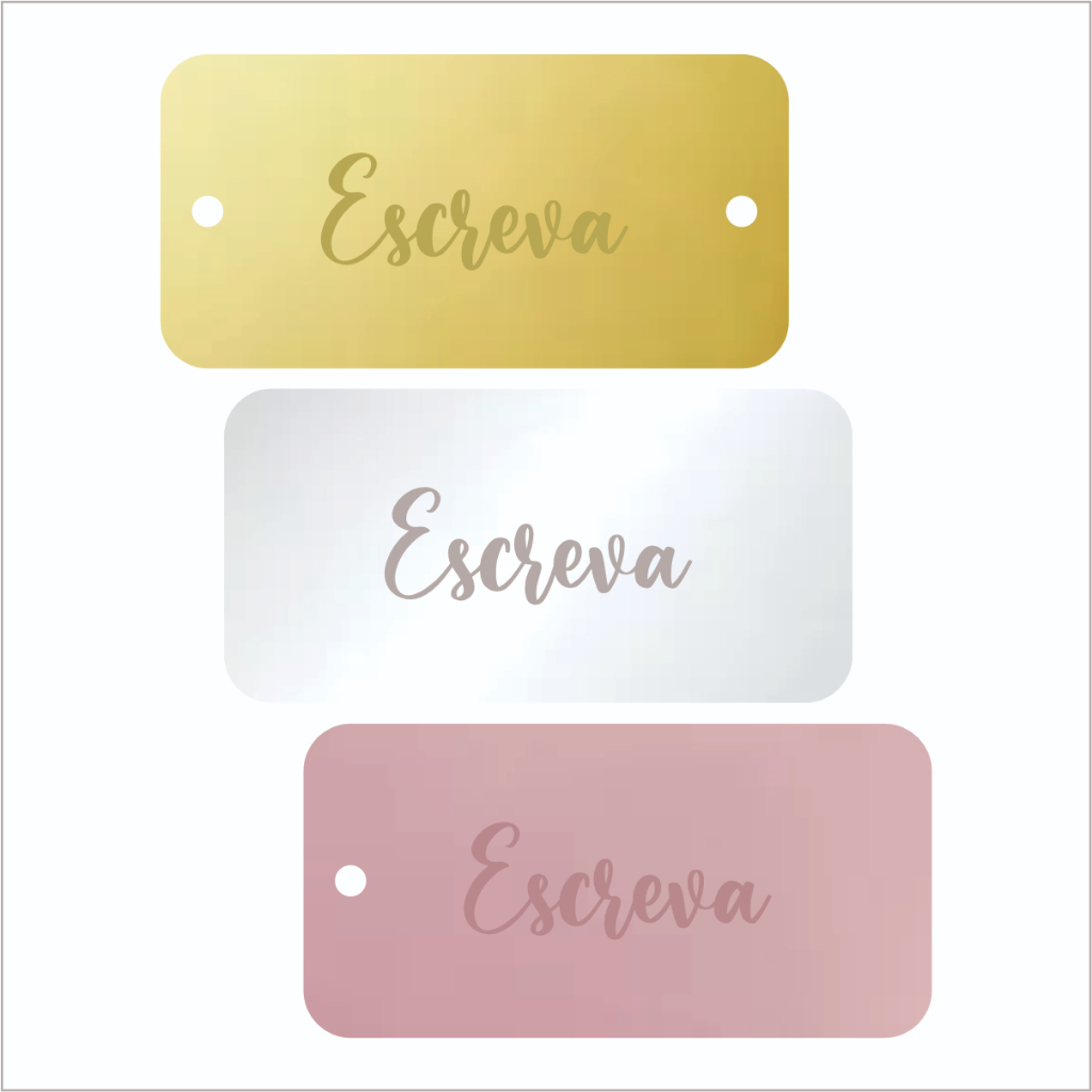 100/75/50/25 PLAQUINHAS 4x2 tags medalha retangular em acrilico dourado rose prata