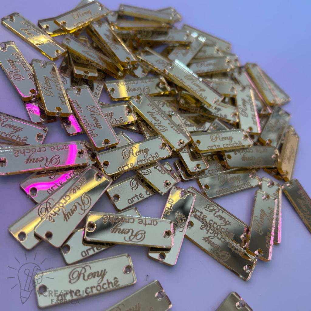 KIT COM 70 Etiquetas Personalizadas Acrilico Espelhado 3X1