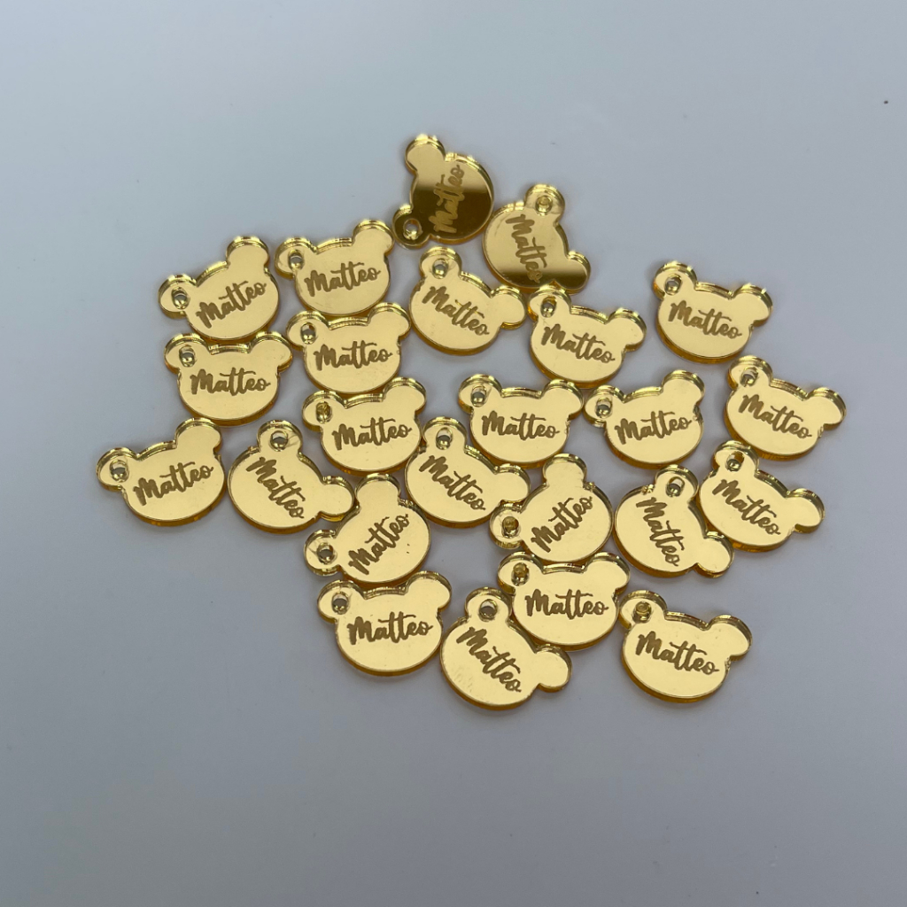 Detalhes do acrilico espelhado cha de revelação nome personalização personalizado cheguei presente bebe tag urso dourado prata rose