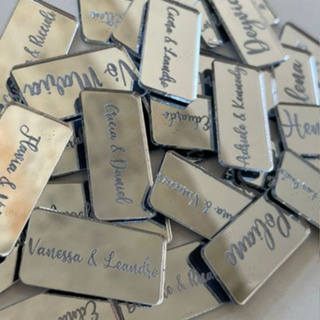 Kit 25 tag Retangular Acrílico Prata Dourado Rose em Oferta na Shopee