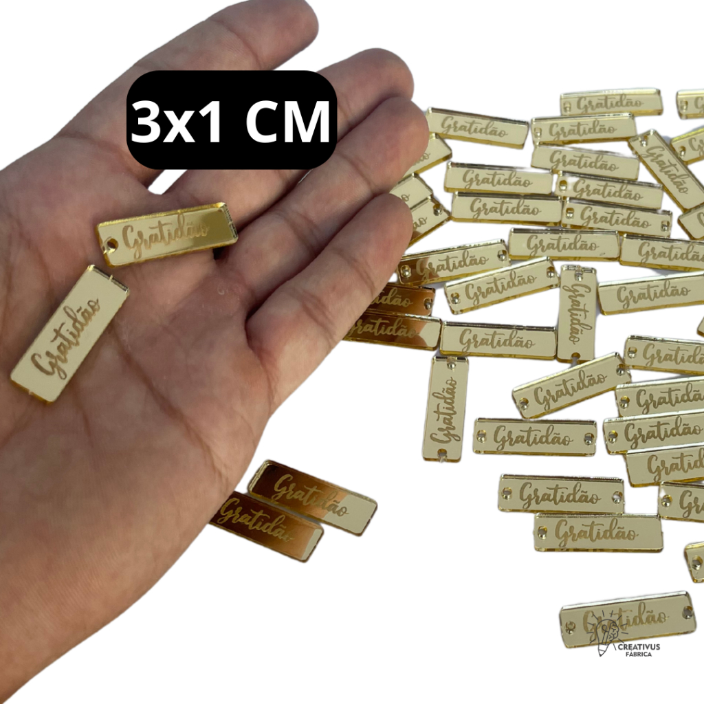 KIT COM 70 Etiquetas Gratidão Acrilico Espelhado 3x1 ou Personalizadas em Oferta na Shopee