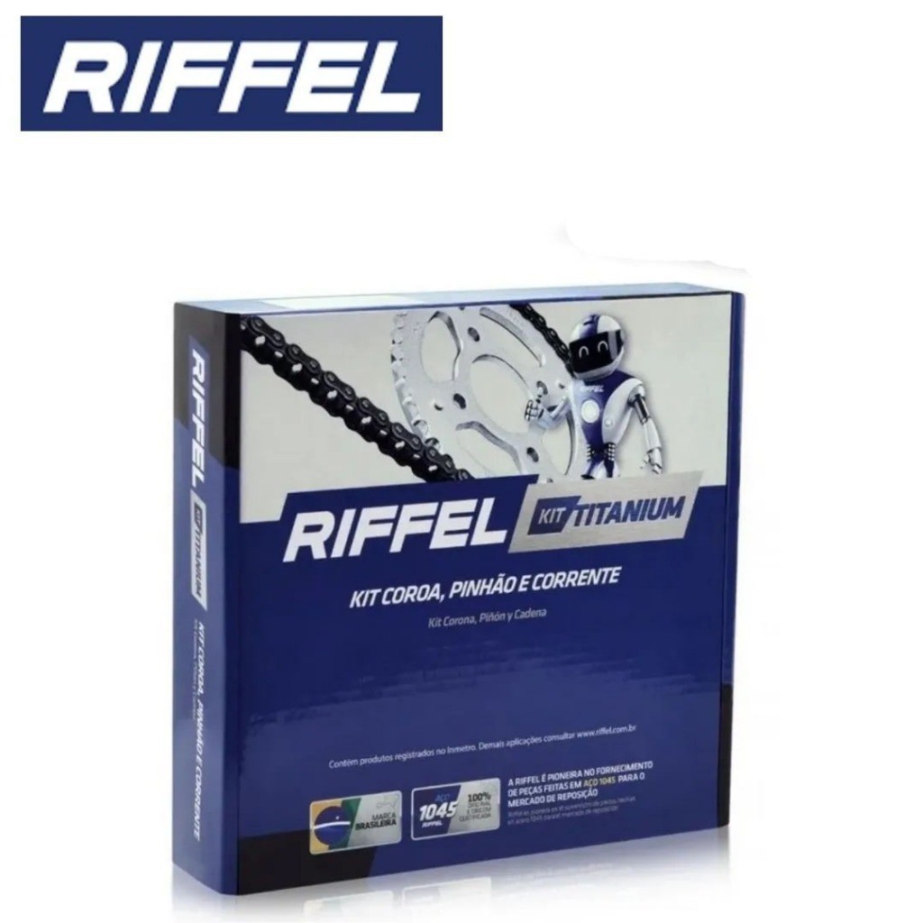 Kit Relação Tração Transmissão Bros 160 XRE 190 2015 2016 2017 2018 2019 2020 2021 2022 - 91175 RIFFEL