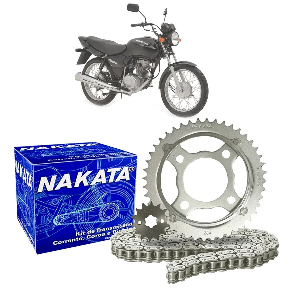 Kit Relação Tração Transmissão Honda CG 125 Fan ES KS Cargo - Nakata TM10125 em Oferta na Shopee