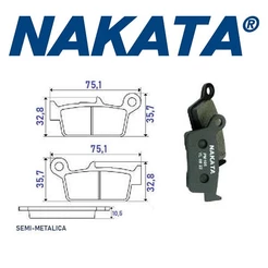Pastilha de Freio traseira Honda XRE 300 Sem ABS - Nakata PM105