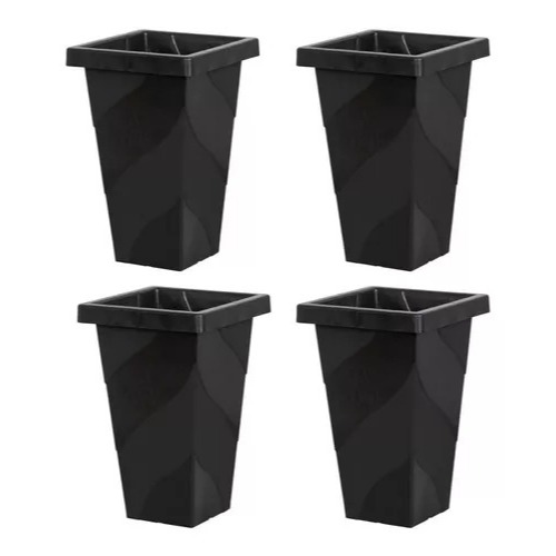 Kit 4 Vasos Planta Decorativo Coluna Quadrado 13 Litros Plástico Reforçado Multiuso Plantas Flores