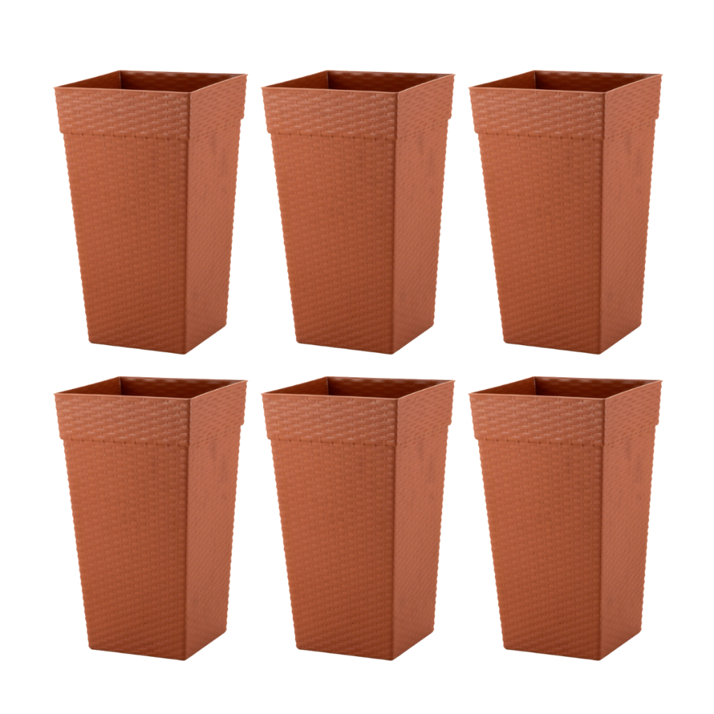 Kit 6 X Vasos Coluna Rattan 17 Litros Grande Plastico Resistente Arvores Frutifera Flores Folhagens Hortaliças Palmeira em Oferta na Shopee