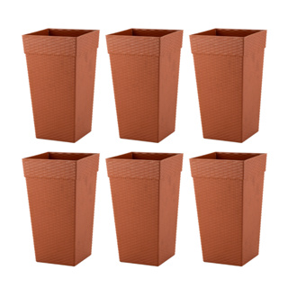 Kit 6 X Vasos Coluna Rattan 17 Litros Grande Plastico Resistente Arvores Frutifera Flores Folhagens Hortaliças Palmeira em Oferta na Shopee