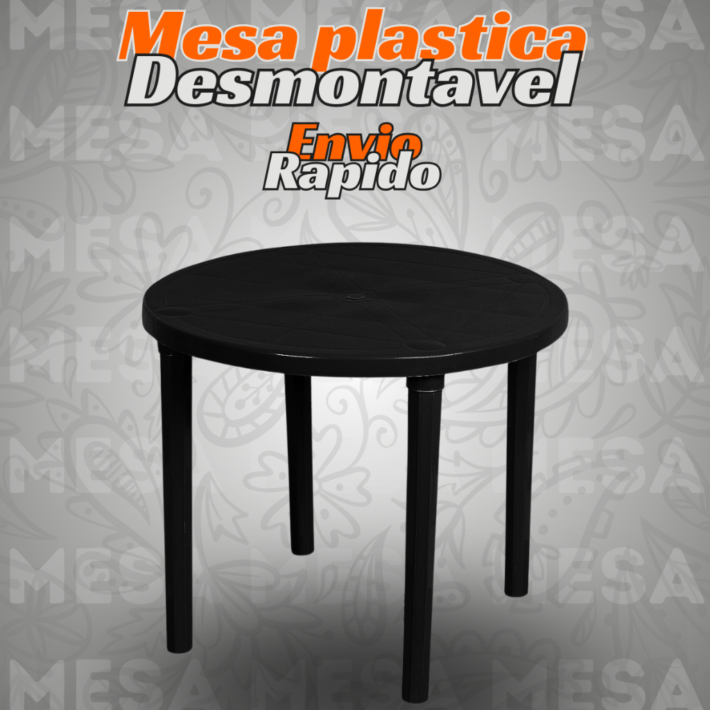 Mesa Redonda Desmontavel Plastico Resistente Casa Jardim Cozinha Piscina Area Externa Guarda Sol em Oferta na Shopee