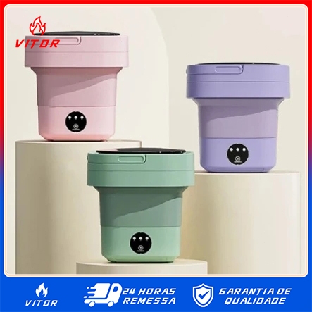 Imagem Mini máquina de lavar roupa dobrável portátil moderna semi automática VITOR