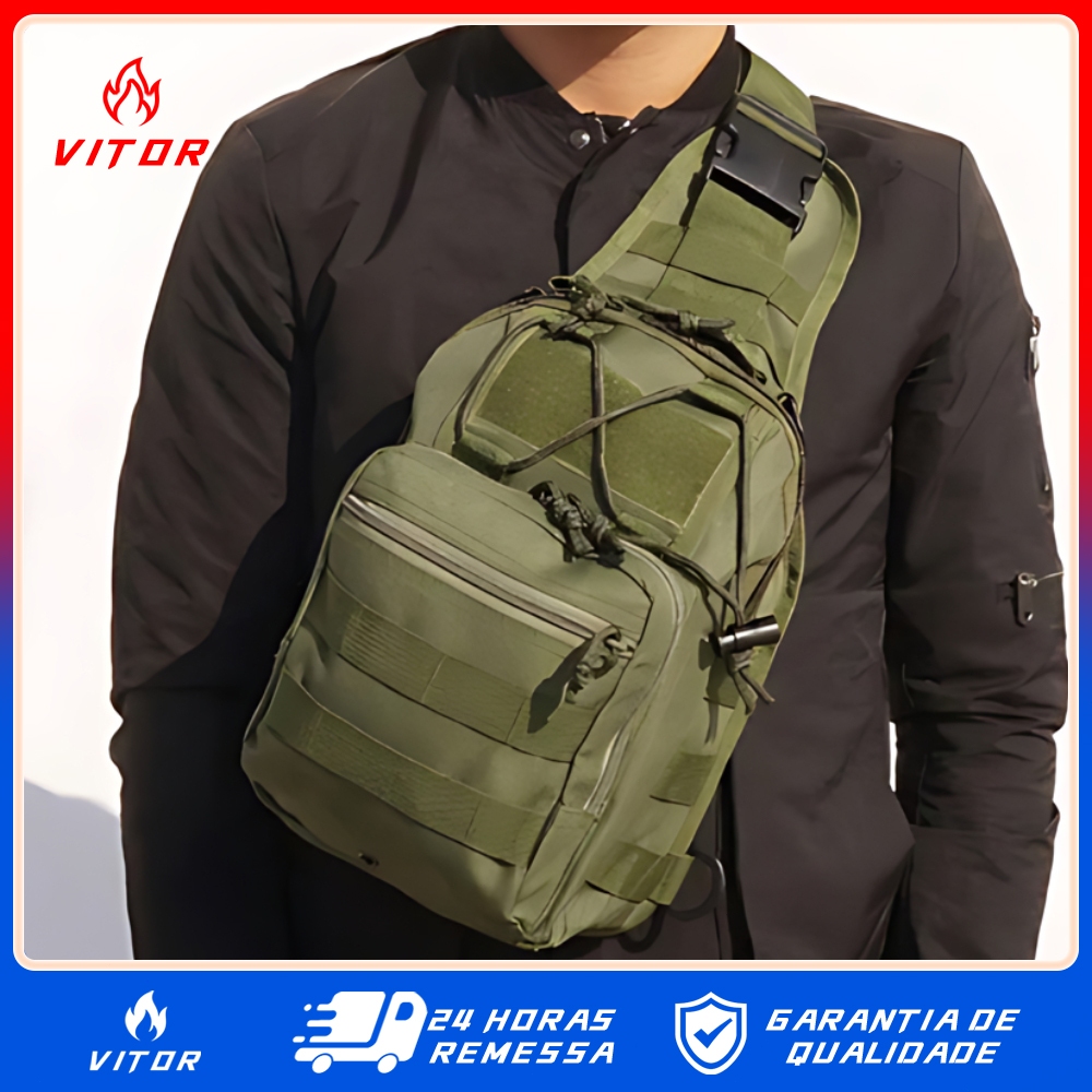 Bolsa Tática Transversal Peito E Ombro Impermeável Viagem Sport Masculina e Feminina VITOR