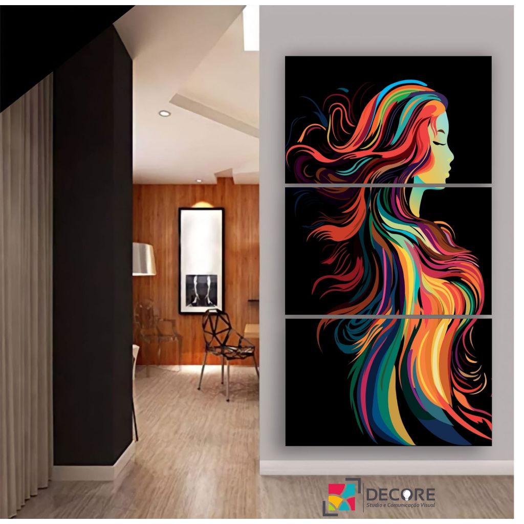 quadro decorativo salão de beleza cabelo lindo mulher fashion em Oferta na Shopee