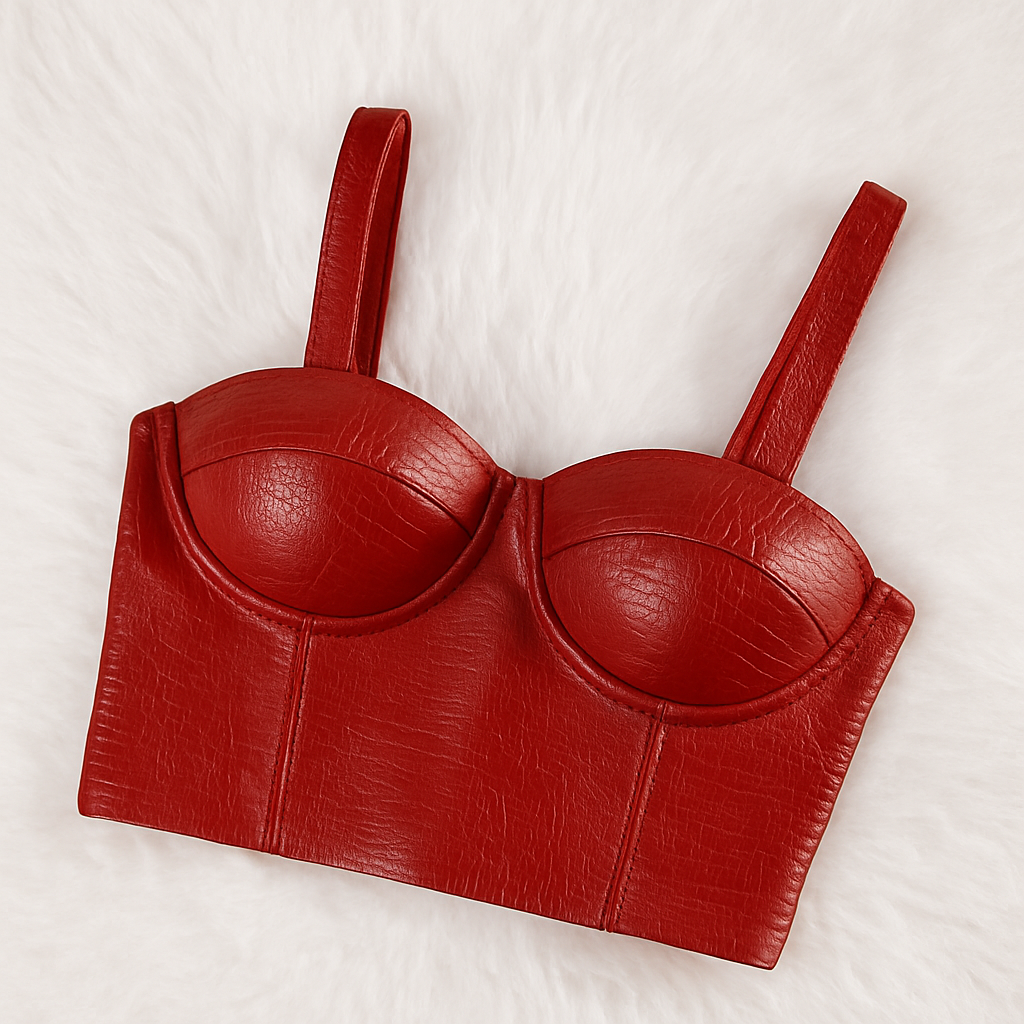 Cropped Couro Vermelho: Onde Comprar | BuscaProdutos