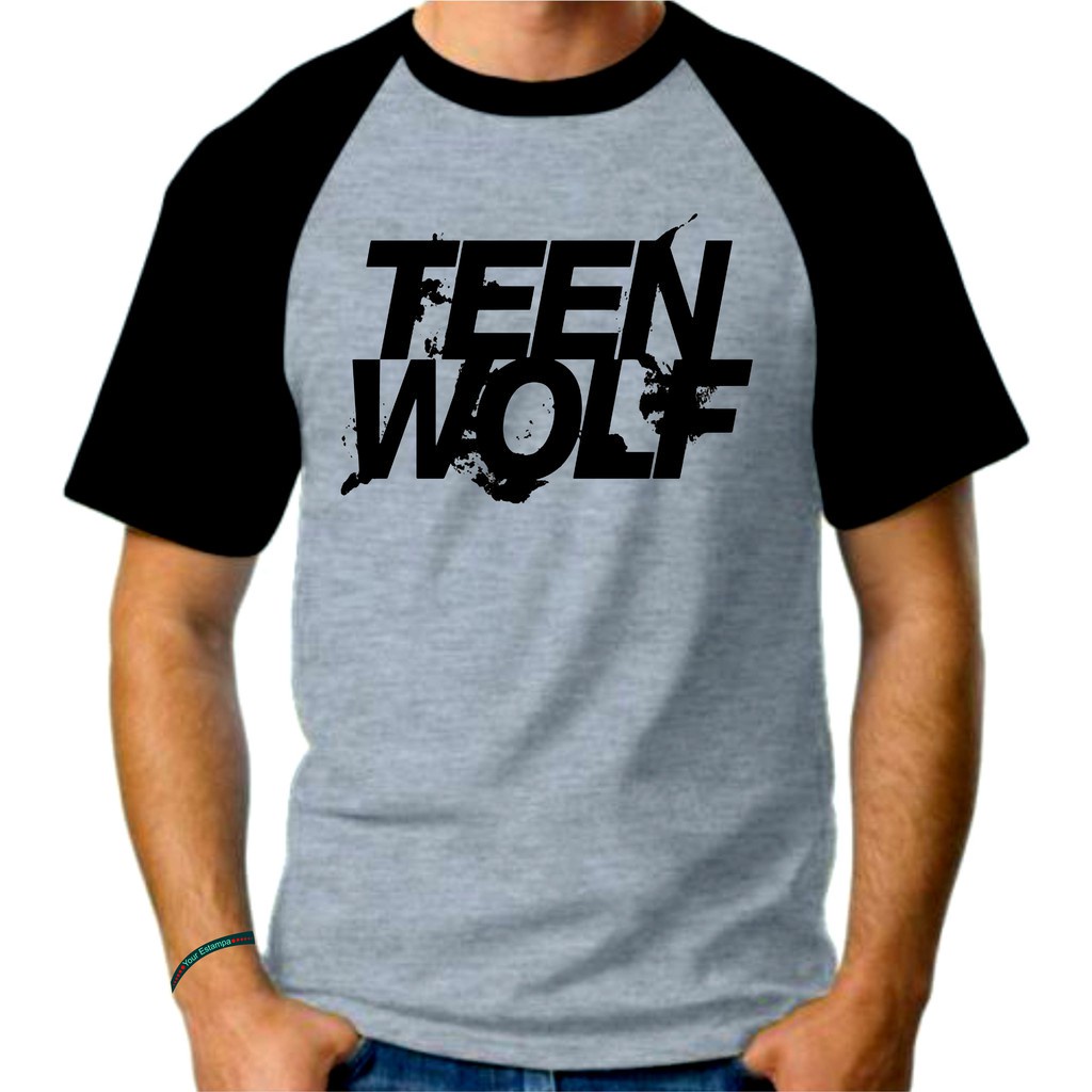 Camiseta Mescla Raglan Adulto Masculina, Teen Wolf