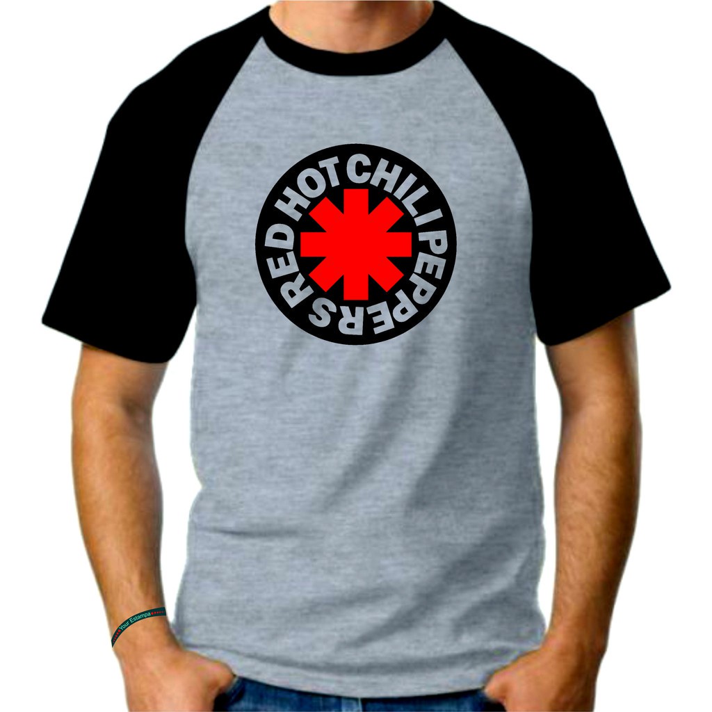 Camiseta Mescla Raglan Adulto Masculina, Red Hot Chili Peppers