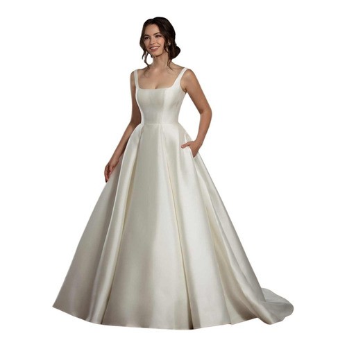 Vestido De Noiva De Cetim Bucol Modelo Priscilla Mais Anágua