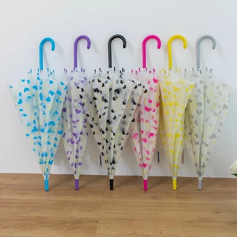 Guarda Chuva Bengala Sombrinha Coração Transparente -LS802075