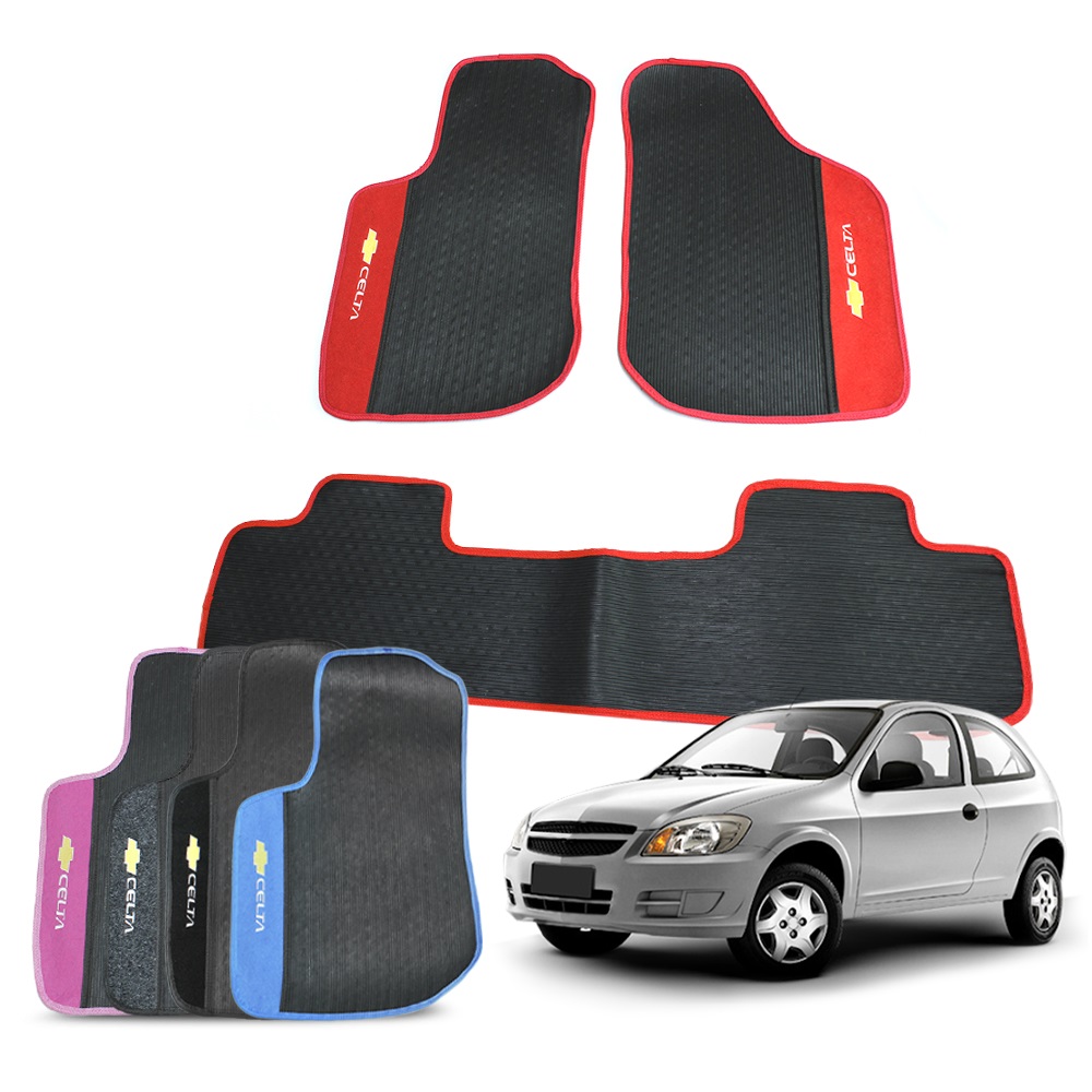 Tapete Carro Celta 2000 a 2016 Borracha 3 Peças Traseiro Inteiro Personalizado Jogo Tapete Automotivo Impermeável