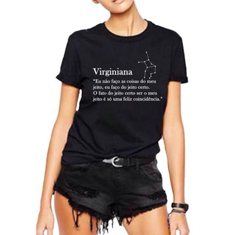 Imagem Signo Virginiana Baby Look Camiseta Feminina algodão t-shirt Tumblr