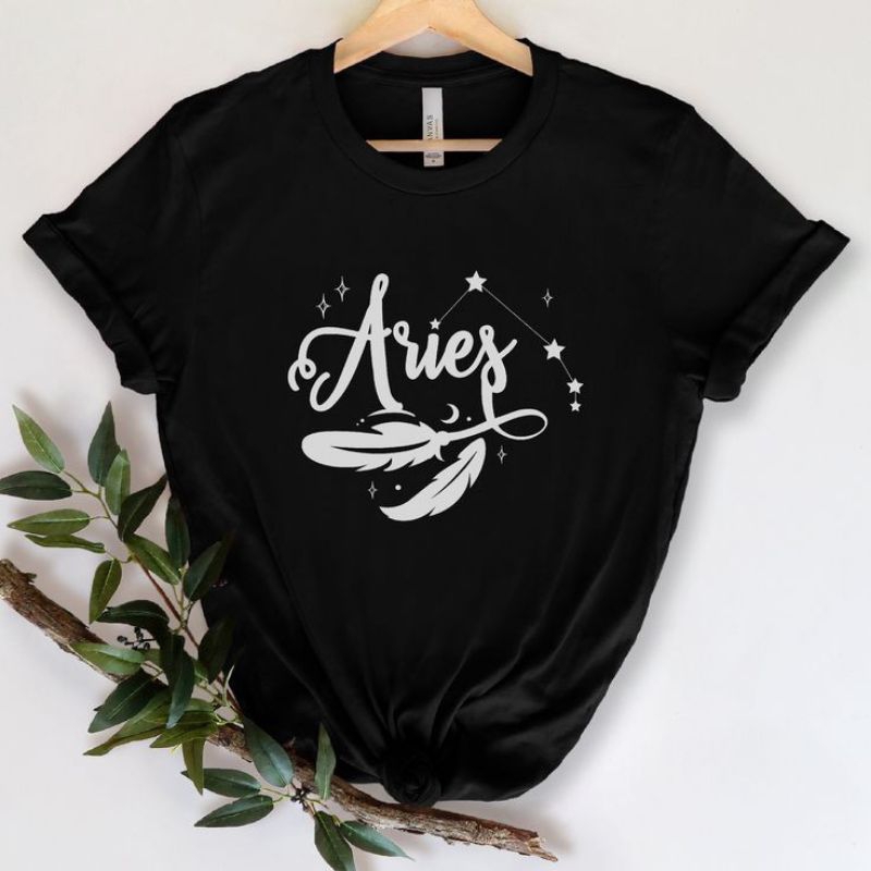 Imagem Signo Áries Zodíaco Ariana Baby Look Camiseta Feminina algodão t-shirt Tumblr md5
