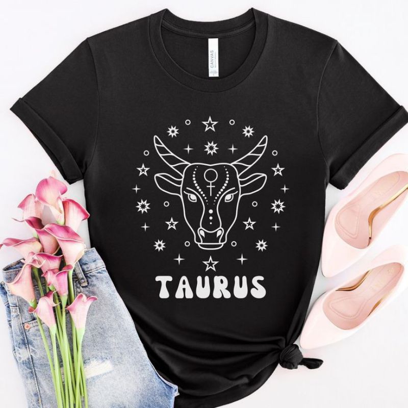 Imagem Touro Signo Zodíaco Baby Look Camiseta Feminina algodão t-shirt Tumblr md2