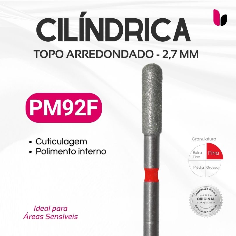 92F - Broca Diamantada - Cilíndrica Topo Arredondado - 2,7mm em Oferta na Shopee