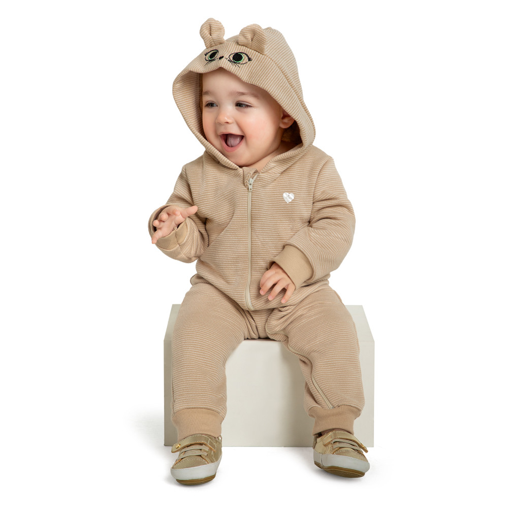 Macacão Bebê Em Moletom Quadriculado Felpado Marlan - Baby & Kids Fashion