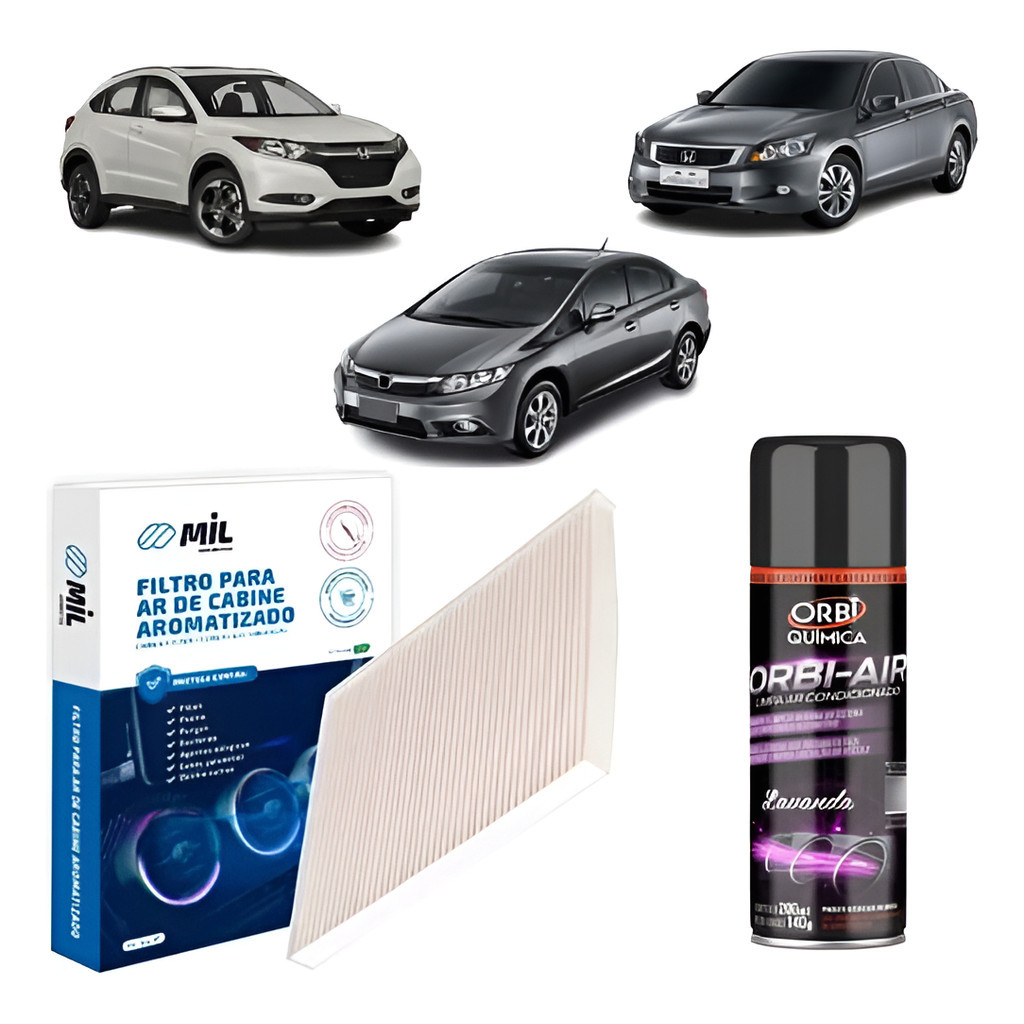 Kit Filtro+higienizador Ar Newcivic /accord/crv 07 Até 2011