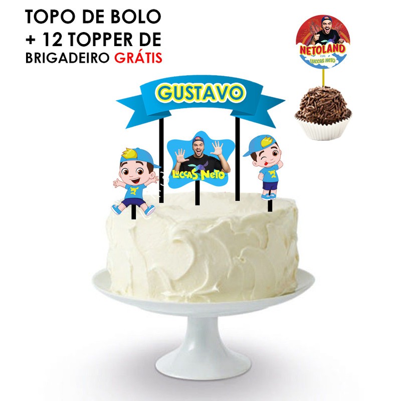 Topo de bolo + topper docinho lucas neto grátis