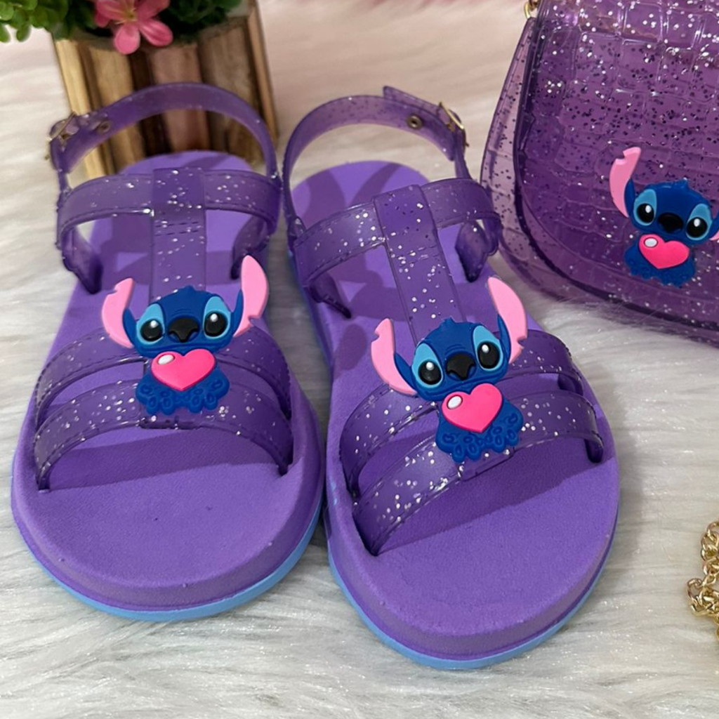 Sandália Stitch Infantil Conforto Emborrachado para Pequenas Fãs