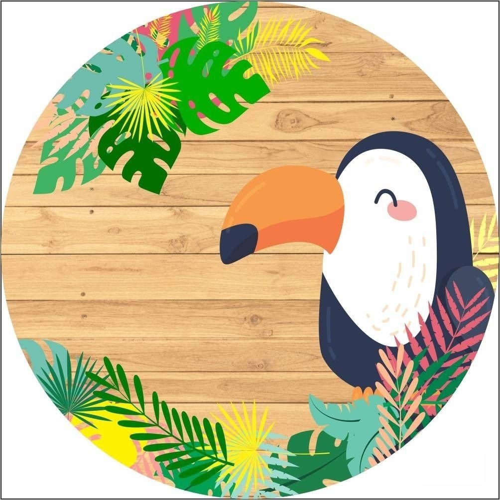 Painel Redondo Tecido 3D Tropical WRD-3026