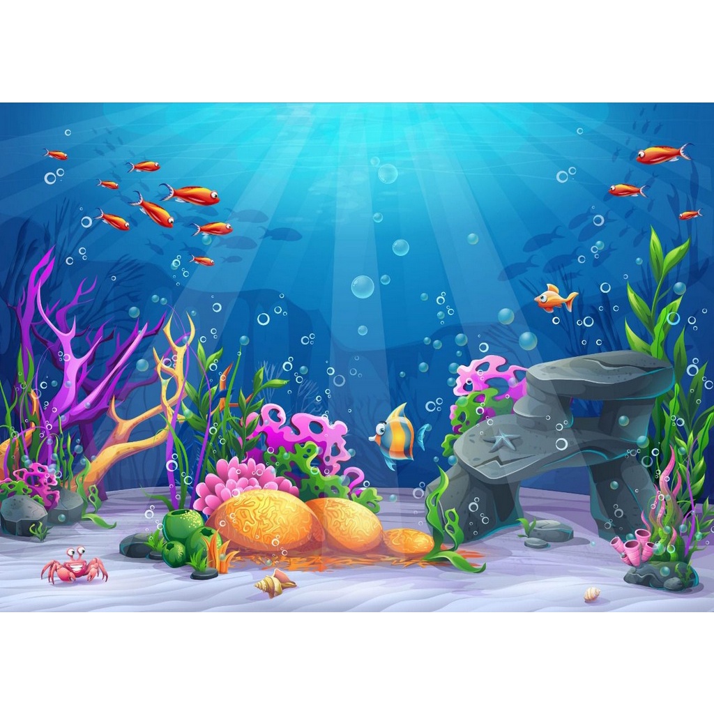 Painel Retangular Tecido Sublimado 3D Fundo do Mar 2,00x1,50 WRT-1140