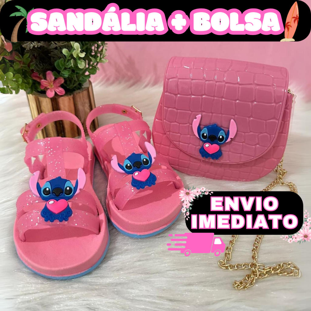 Kit Stitch Sandália + Bolsa Infantil Feminina Stiti Leve e Confortável