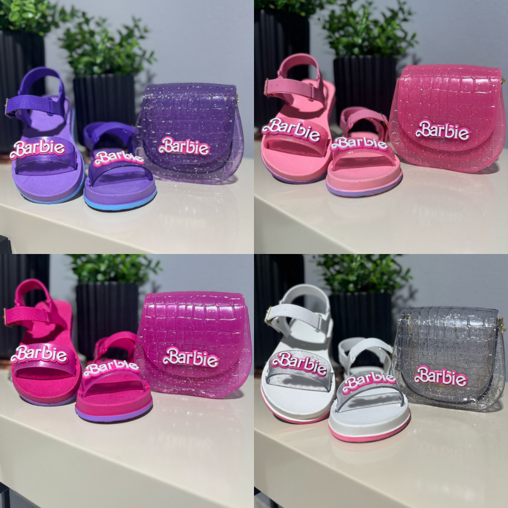 Kit Infantil Barbie com Sandália Antiderrapante e Bolsa Fofav em Oferta na Shopee