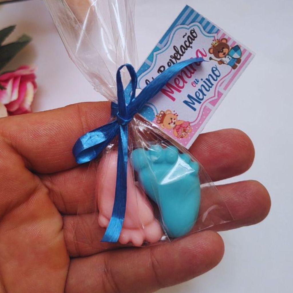 70 Mini Pezinhos Lembrancinha - Chá de Bebê (35 Pares) Sabonetes Perfumados