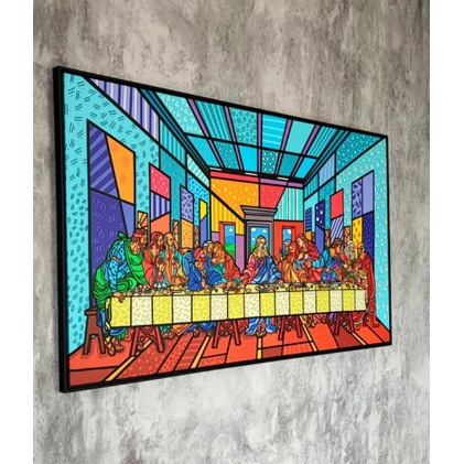 Quadro Santa Ceia Estilo Romero Britto Grande Luxo Sala Quarto