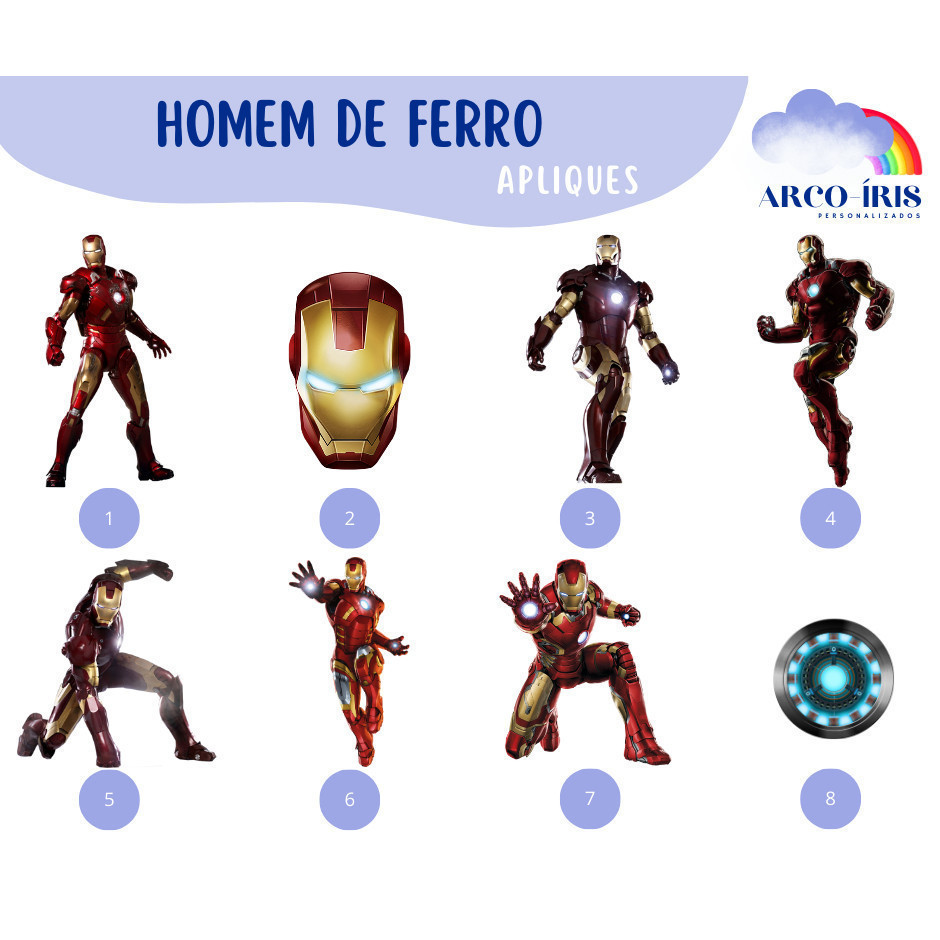 Aplique Recortado - Homem de Ferro - Enfeite,Tag,Lembrancinha,Tubetes - Decoração Festa Aniversário