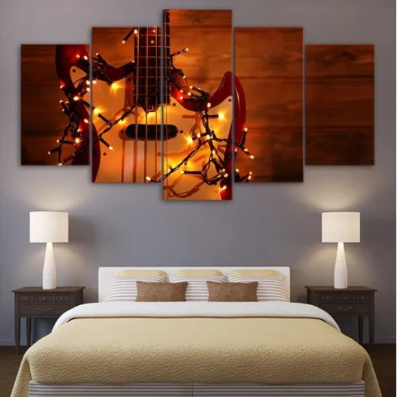 Quadros Decorativo Contra Baixo X Fogo Mosaico 5 Peças Full HD