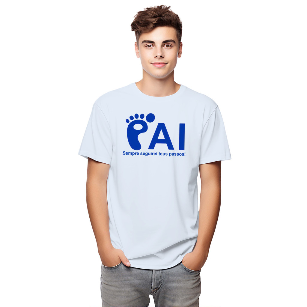 Camiseta Pai Seguirei Teus Passos Dia Dos Pais Camisa Personalizada Blusa Infantil e Juvenil