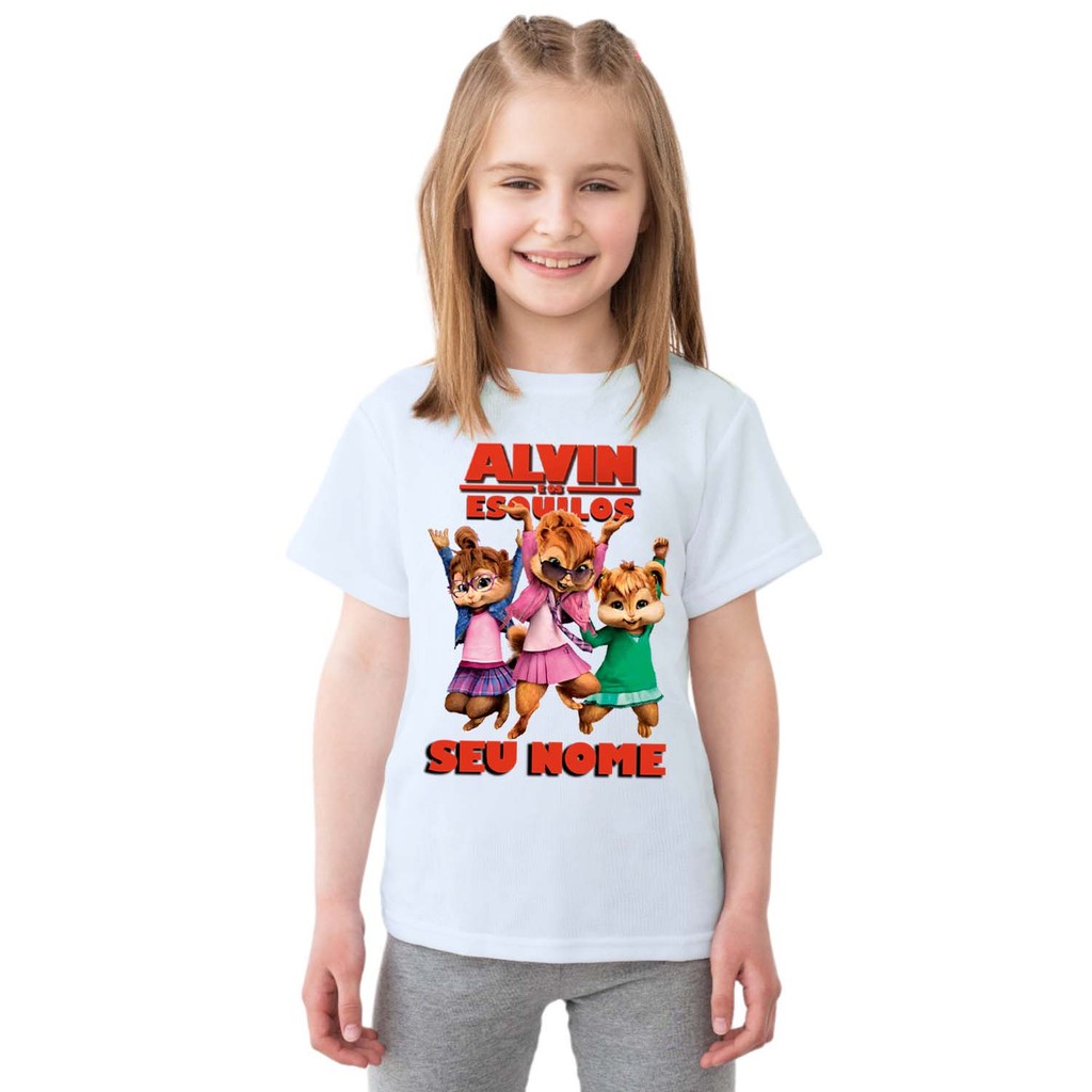 Camiseta As Esquiletes Alvin e os Esquilos Camisa Personalizada Blusa Infantil e Juvenil