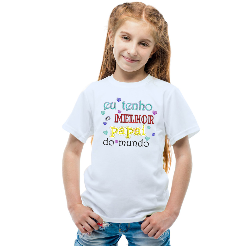 Camiseta Tenho o Melhor Papai Do Mundo Dia dos Pais Camisa Personalizada Blusa Infantil e Juvenil