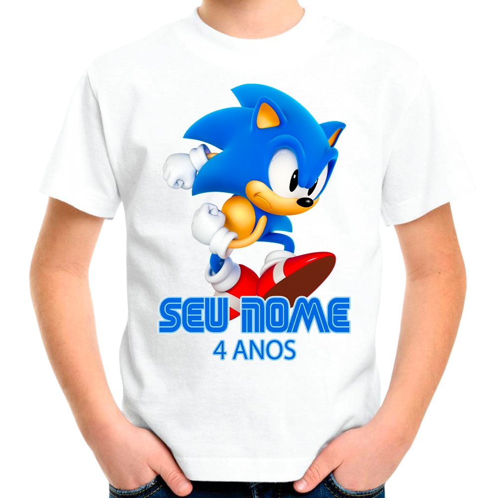 Camiseta Sonic The Hedgehog Camisa Personalizada Adulto e Infantil em Oferta na Shopee