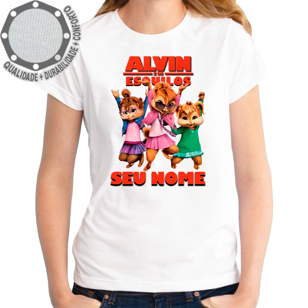 Camiseta Alvin e os Esquilos As Esquiletes Pose Camisa Personalizada Adulto e Infantil