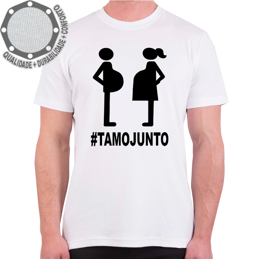 Camiseta Grávida E Grávido Tamojunto Camisa Personalizada Adulto e Infantil