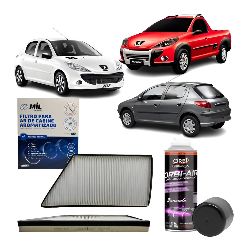 Kit Filtro + Higienizador Peugeot 206/207/hoggar Lavanda ou Carro novo