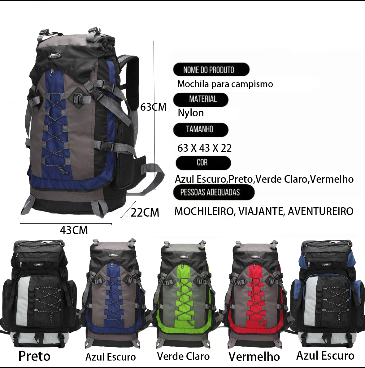 Mochila grande acampamento mochila montanha mochil ...