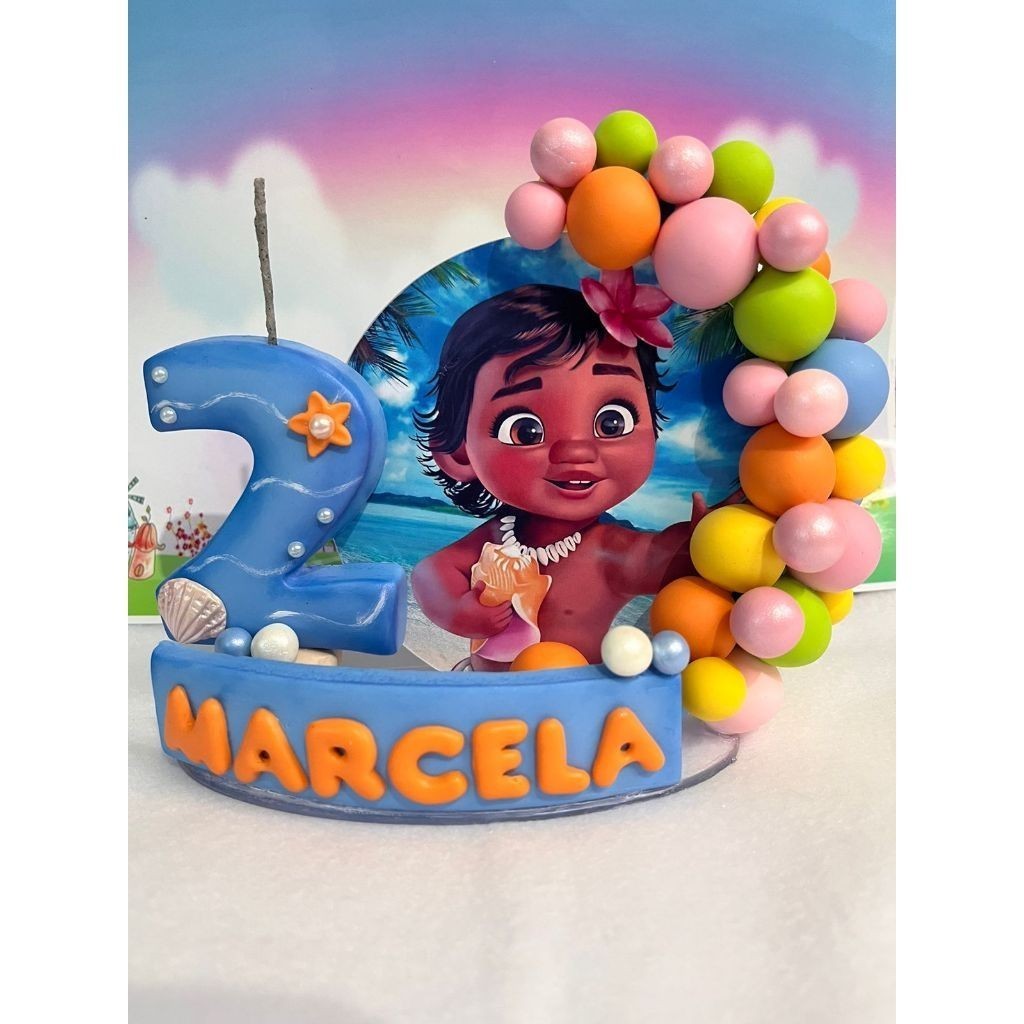 Vela Cenário Aniversario Biscuit Moana Baby Biscuit