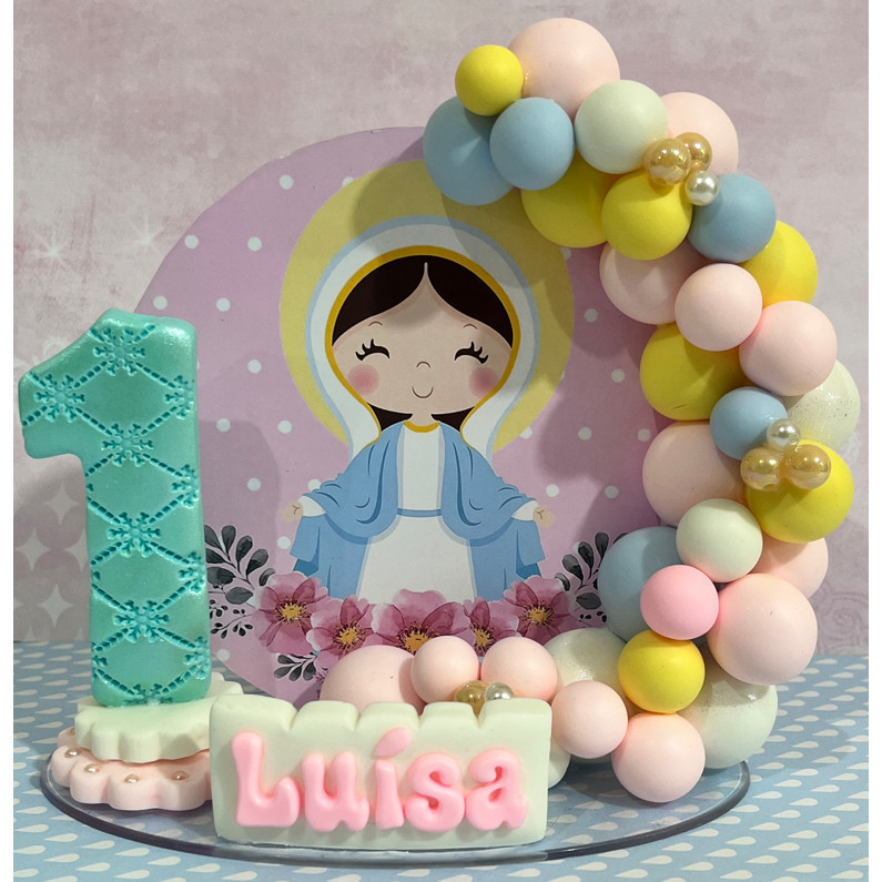 Vela Cenário Aniversario Biscuit Nossa Senhora Baby