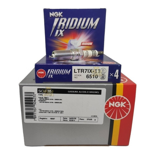 Kit Cabo E Vela Ignição Ngk Iridium Nova Ecosport 1.6 16v Sigma flex Desde 2012 Scf35 + Ltr7ix11