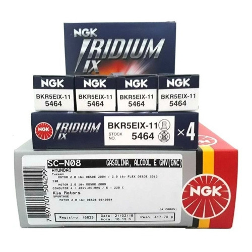 Kit Cabo E Vela Ignição Ngk Iridium I30 2.0 16v Gasolina Desde 2009 Scn08