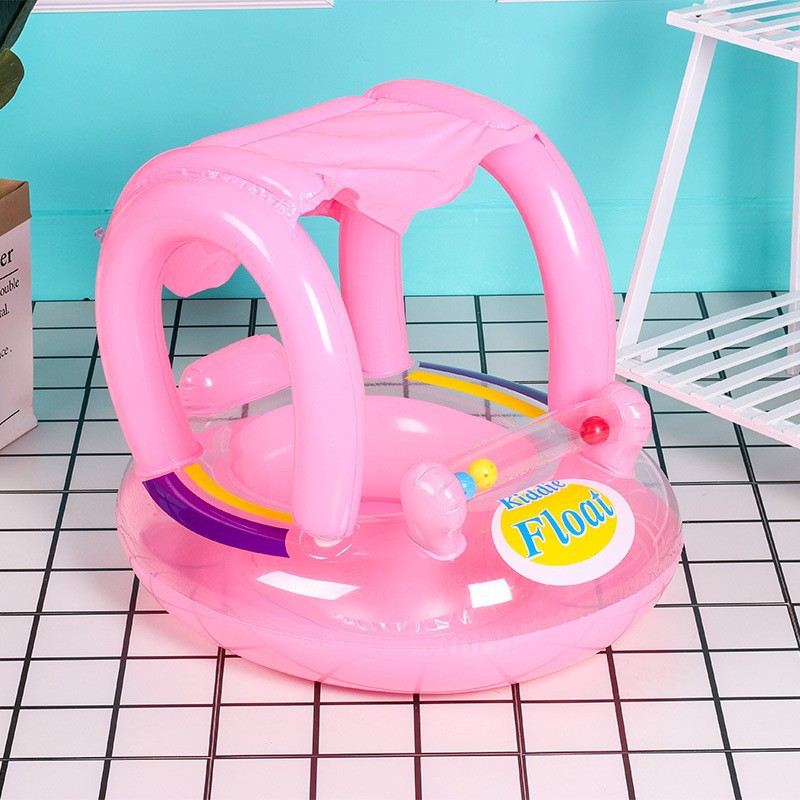 Boia Bote Inflável Infantil Bebê com Fralda e Cobertura Guarda Sol para Piscina